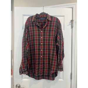 Ralph Lauren men's XL  plaid, Blake hundred percent cotton button down long